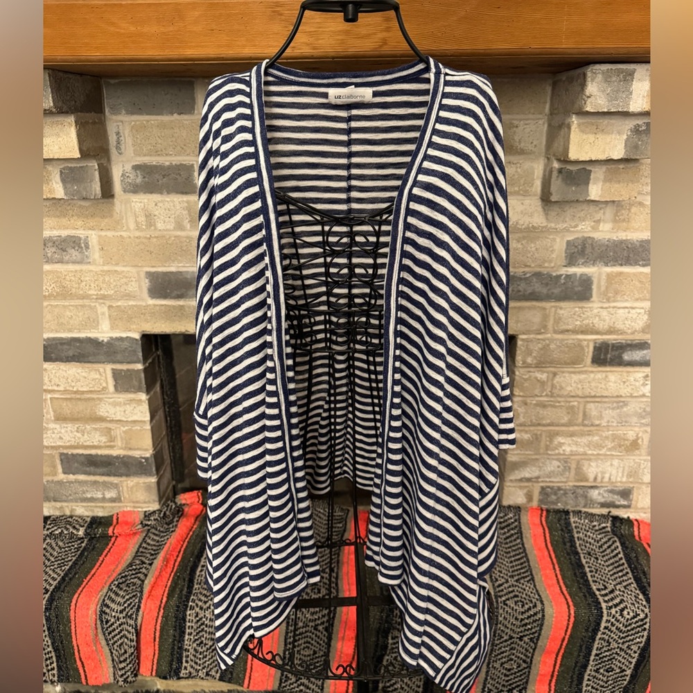 Liz Claiborne Striped Navy and White Kimono